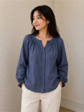 NWT Womens Joie Moneta Long Sleeve in Chambray Size XXS